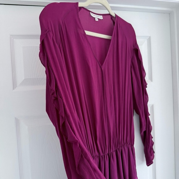 KARINA GRIMALDI Cranberry Purple Silk Long Sleeve Mini Dress M - Picture 4 of 10